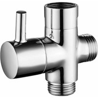 Brass Shower Valve with T-Adapter, G1/2 3-Way Shower Arm Diverter Valve, Universal 3-Way Shower Valve, Brass Chrome Plating, for Kitchen Bathroom 1