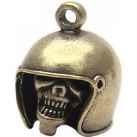 Brass Skull HeadHelmet Bell Key Chains Pendants Punk Men Motorcycle Keychains Hanging Jewelry Vintage Copper Wind Chime