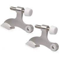 Ymyny - Brushed Satin Nickel Door Stop with Hinge Pin, 2 Pack - Adjustable Heavy Duty Door Stop with Hinge Pin and Rubber Head