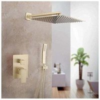 Built-in Shower Systems, Built-in Shower Column with 30x30cm Shower Head, Built-in Shower Mixer with Hand Shower (Gold)