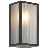 Outdoor Wall Light Black with Ribbed Glass IP44 - Charlois