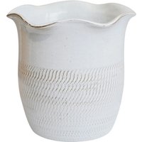 Camellia Scalloped Edge Planter - L26 x W26 x H25 cm - White