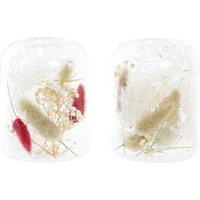 Candle holder - Dried flower - Beige burgundy glass - 8 x 8 x 11 cm - 2 units