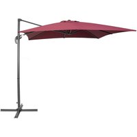 Beliani - Outdoor Cantilever Parasol Umbrella Burgundy Polyester 360 Rotation Crank Monza