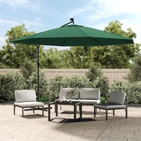 Cantilever Garden Parasol with led Lights and Metal Pole 350 cm Green Vidaxl