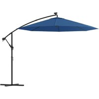 Cantilever Garden Parasol with led Lights and Steel Pole 300 cm Azure Vidaxl