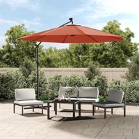 Cantilever Garden Parasol with led Lights and Steel Pole Terracotta Vidaxl