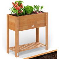 Casaria - Wooden Raised Bed Flower Pot Planter Garden Trough Solid fsc Certified Acacia Wood 2-Levels Weatherproof 2 Tier Shelf Natural Brown m