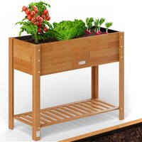 Casaria - Wooden Raised Bed Flower Pot Planter Garden Trough Solid fsc Certified Acacia Wood 2-Levels Weatherproof 2 Tier Shelf Natural Brown l