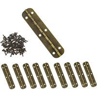 CCYKXA 10Pcs Mini Vintage Brass Hinges for Furniture Drawer Door Cabinet Jewelry Box 65x15mm with 60Pcs Screws (Bronze Color)