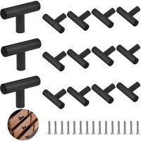 CCYKXA 15 Pcs T Cabinet Handle with 15 Screws, T Shape Door Handle, Stainless Steel Drawer Knobs, Small Lacquered Furniture Knob, for Kitchen