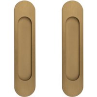 Ccykxa - 18CM Oval Self-Adhesive Sliding Door Handles, 2pcs Bronze Gold Aluminum Alloy Flush Pull Handle Punch-Free for Sliding Barn Door Window