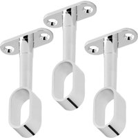 CCYKXA 3-Piece Wardrobe Rail Support for Oval Clothes Rails, Polished Chrome, Height Adjustable