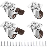 Ccykxa - 4 Furniture Casters 25mm, Heavy Duty Fixed Caster with Brake, 360 Degree Swivel Furniture Casters, Silent Rubber Outdoor Furniture Wheel