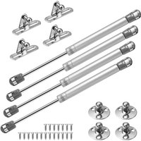 Ccykxa - 4 Pcs 100N Gas Springs, Gas Pistons for Doors, Furniture Gas Spring, Cabinet Hinge, Hinge Damper for Kitchen Cabinets, Silver