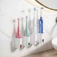 CCYKXA 4-Piece Electric Toothbrush Holder, Self-Adhesive Toothbrush Holder, Strong Adhesive, Wall-Mounted Toothbrush Holder without Drilling,