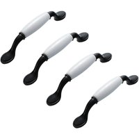 CCYKXA 4 x European Style Ceramic Cabinet Handles, Ceramic and Aluminum Alloy Kitchen Cabinet Handle, Drawer Handle 96mm, with Screws