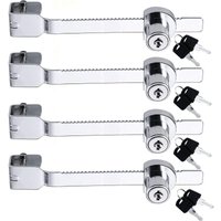 Ccykxa - 4Pcs Sliding Saw Locks with Different Keys Glass Display Cabinet Lock Vivarium Terrarium Showcase Glass Door Ratchet Lock (Silver)