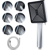 Ccykxa - Massage Shower Head with 6 Spray Modes, Shower Head with 1.5M Hose, Large High Pressure Water Saving Shower, Water Saving Shower Head Chrome
