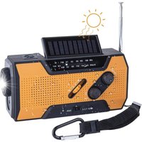 CCYKXA (Orange)FM AM Hand Crank Emergency Radio, Solar Portable Multifunction Outdoor Novelty Radio with 2000mAh as Power Bank/4 LED Reading