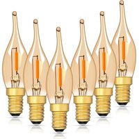 CCYKXA Set of 6 E14 SES Low Power LED Bulbs in Flame Shape, C22TG Vintage Chandelier Night Light, 0.7W equivalent to 7W Ultra Warm 2200K For Salt