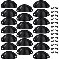 CCYKXA Shell-Shaped Drawer Knob Door Knob, Decorative Handle for Furniture, Drawers, Cabinets, and Cupboards, with Screws, 20 Pieces, Black