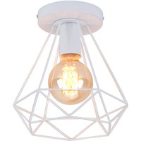 Axhup - Ceiling Lamp Vintage, Ø20cm Metal Ceiling Light, Industrial Chandelier with Diamond Lampshade for Living Room Hallway (White)