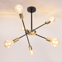 Ceiling Light Chandelier LED 6x E27 Socket Lampe Vintage Retro Ceiling Lamp for Dining Room Bedroom Black and Copper