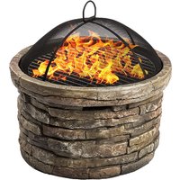 Centurion Supports - Fireology samui Khaki Majestic Garden and Patio Heater Fire Pit Brazier and Barbecue with Eco-Stone Finish