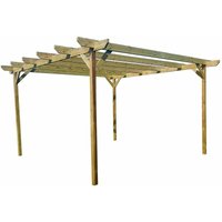 Arbor Garden Solutions - Chamfered Wooden Garden Pergola Kit, 2.4m x 4.8m , (4 uprights) Light green