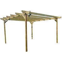 Arbor Garden Solutions - Chamfered Wooden Garden Pergola Kit, 3m x 4.8m , (4 uprights) Rustic Brown