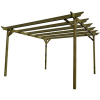 Arbor Garden Solutions - Champion Wooden Garden Pergola Kit, 3m x 3m , (4 uprights) Rustic Brown