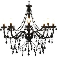 Chandelier with Beads Black 8 x E14 Bulbs vidaXL