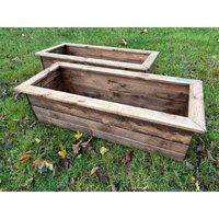 Charles Taylor Trading - 2 x Charles Taylor Wooden Extra Large Trough Planter Flower Shrub Tree Pot