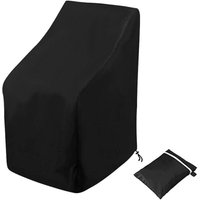 Cisea 210D Oxford Fabric Stackable Garden Chair Cover, Waterproof Patio Chair Cover with Drawstring, Waterproof, Windproof, UV Resistant, Black (64 x