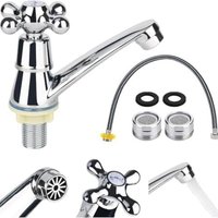 Cold water tap, single tap, cold water cover tap, bathroom cold water tap with filter and double head pipe, cold water fittings for bathroom sink,