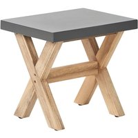 Beliani - Outdoor Garden Stool Patio Seat Fibre Concrete Acacia Wood Base Grey Olbia