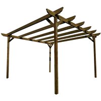 Arbor Garden Solutions - Corbel Wooden Garden Pergola Kit, 3.6m x 4.8m , (4 uprights) Light green