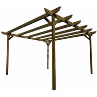 Arbor Garden Solutions - Corbel Wooden Garden Pergola Kit, 1.8m x 1.8m , (4 uprights) Rustic Brown