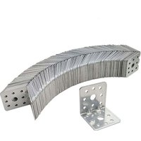 Corner connector 73 x 73 x 55 mm with perforated ribbed angle bracket for wood, silver, pack of 10 pieces
