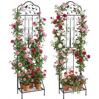 COSTWAY 2 Pack Black Garden Trellis 190cm Freestanding Metal Climbing Plant Support Black