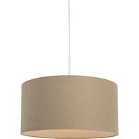 Rustic Pendant Light White with Light Brown Lampshade 50cm - Combi