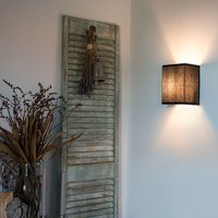 Country Wall Lamp Black with Fabric Shade - Vete