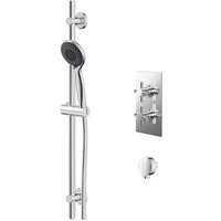 Wholesale Domestic - Cross Polished Chrome Twin Thermostatic Valve Mixer Shower with Clyde Slide Rail Kit and Round Shower Elbow - 1 Outlet