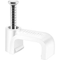 Csparkv - 100Pcs White Flat Cable Clips for Cat6 Cat7 Ethernet Cable with Steel Nail 10mm Cable Holder