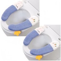 2 Pairs Toilet Seat Covers, Thick Sticky Toilet Cover Cushion, Cute Plush Washable Winter Toilet Seat, Soft Toilet Seat Cushion (blue) - Csparkv