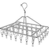 Stainless Steel Sock Drying Rack, Hanging Clothes Drying Rack with 40 Clips, Sock Hanger, Underwear Hanger, Bra, Towels, Drip Hanger Drainer - Csparkv