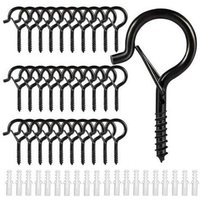 Mumu - Dable Steel Screw Hooks with Eyebolt, Screw Hooks, Metal Ceiling Hooks for Outdoor Use (30 Pieces)