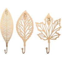Decorative Hook, 3 Self-Adhesive Coat Hooks, Leaves, Decorative Cast Iron Wall Hooks,