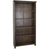 Home Source - Dark Wood Tall Pine Bookcase 5 Book Shelves Solid Wood Living Room Office
